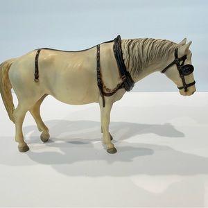 Vintage Breyer Classic Old Timer Alabaster Work Horse Harness Marked Farm Plow